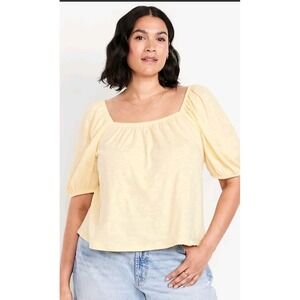 Old Navy Women's Sweet Butter Cropped Puff Sleeves 100% Cotton Boho Top Size L